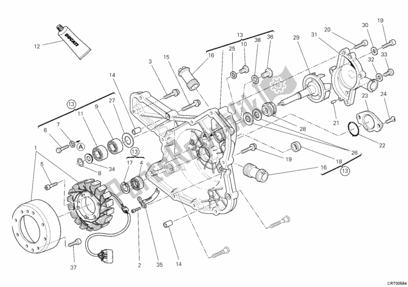 Alle onderdelen voor de Generator Deksel van de Ducati Multistrada 1200 ABS USA 2012